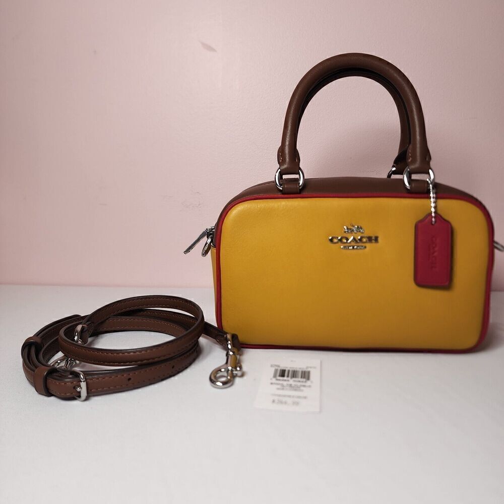 NWT Coach CT883 Satchel Crossbody In Signature Colorblock Yellow Gold